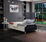 Ghost Cream Velvet Twin Bed from Meridian - Luna Furniture