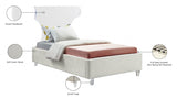 Ghost Cream Velvet Twin Bed from Meridian - Luna Furniture