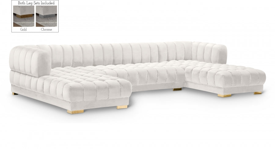 Gwen Cream Velvet 3pc. Sectional from Meridian - Luna Furniture