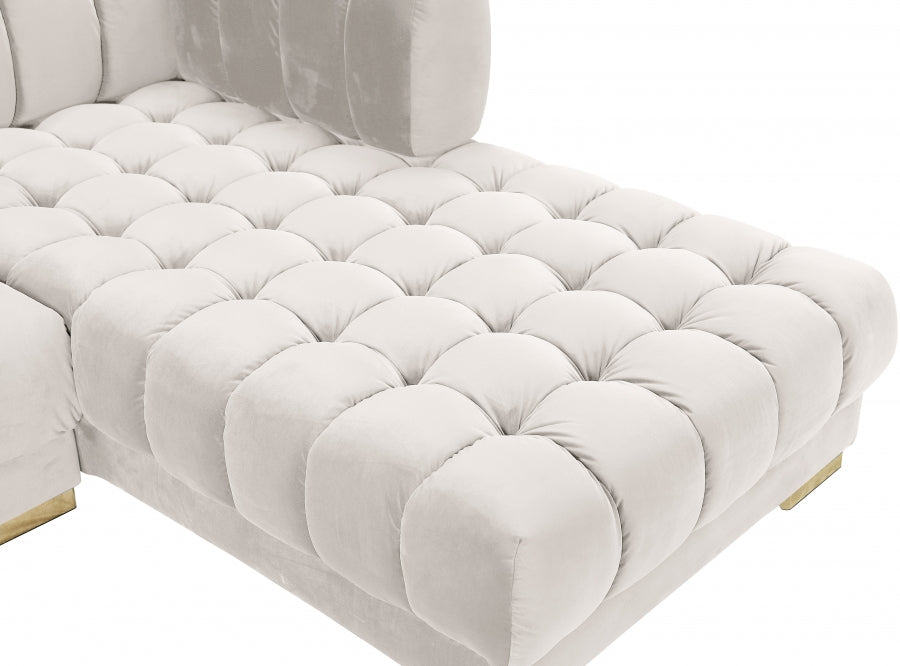 Gwen Cream Velvet 3pc. Sectional from Meridian - Luna Furniture