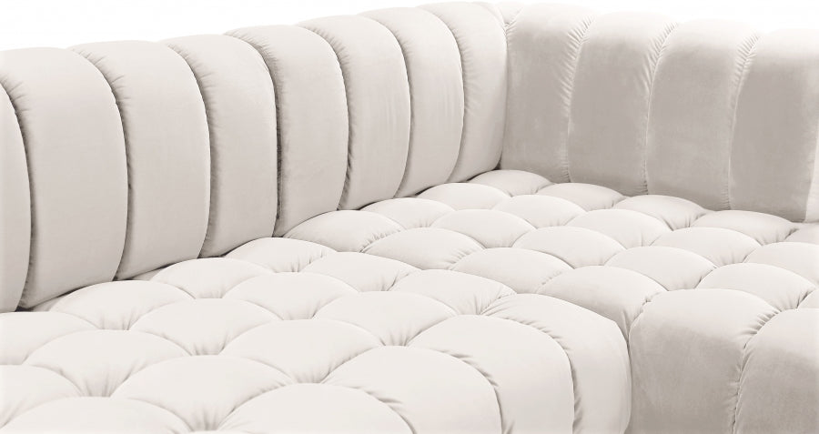 Gwen Cream Velvet 3pc. Sectional from Meridian - Luna Furniture