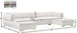 Gwen Cream Velvet 3pc. Sectional from Meridian - Luna Furniture