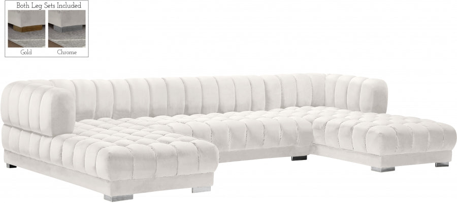 Gwen Cream Velvet 3pc. Sectional from Meridian - Luna Furniture