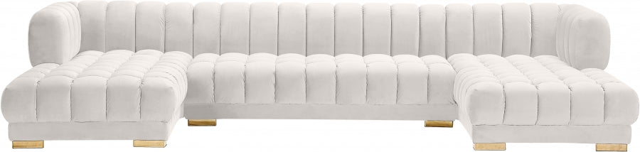 Gwen Cream Velvet 3pc. Sectional from Meridian - Luna Furniture