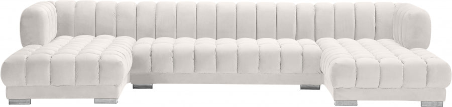 Gwen Cream Velvet 3pc. Sectional from Meridian - Luna Furniture