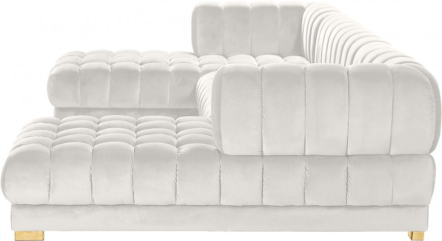 Gwen Cream Velvet 3pc. Sectional from Meridian - Luna Furniture