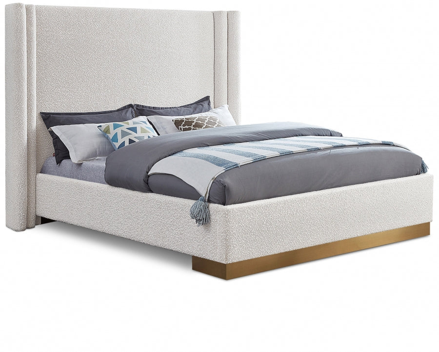 Cream Halton Boucle Fabric King Bed from Meridian - Luna Furniture