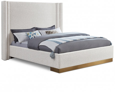 Cream Halton Boucle Fabric King Bed from Meridian - Luna Furniture