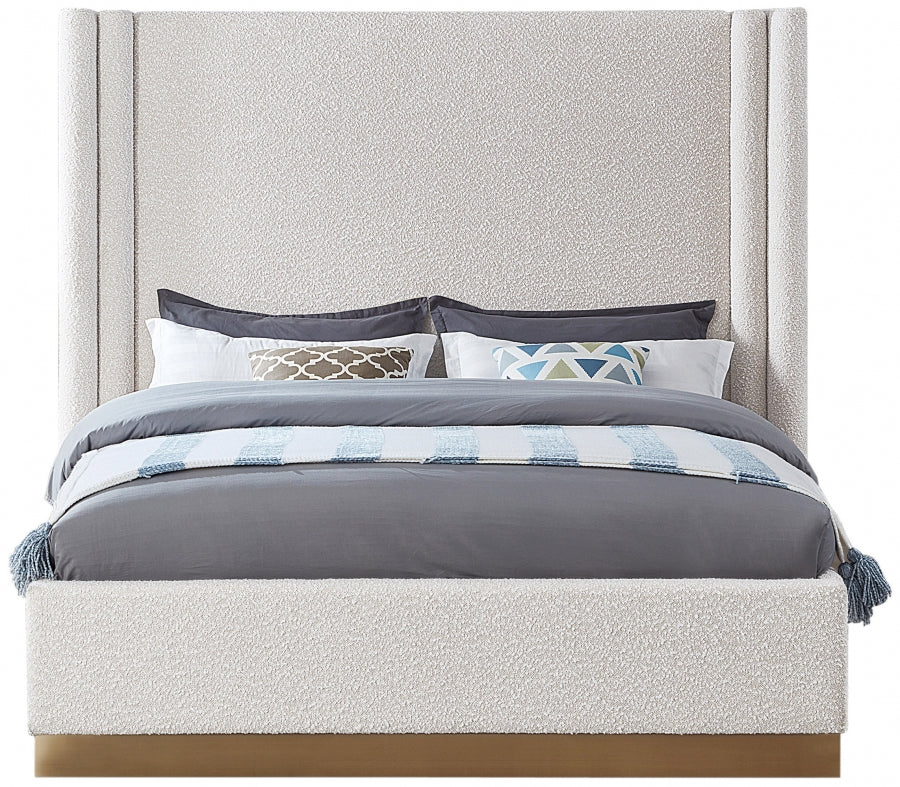 Cream Halton Boucle Fabric King Bed from Meridian - Luna Furniture