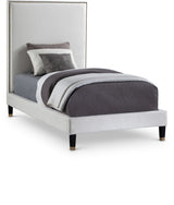 Harlie Cream Velvet Twin Bed from Meridian - Luna Furniture