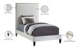 Harlie Cream Velvet Twin Bed from Meridian - Luna Furniture