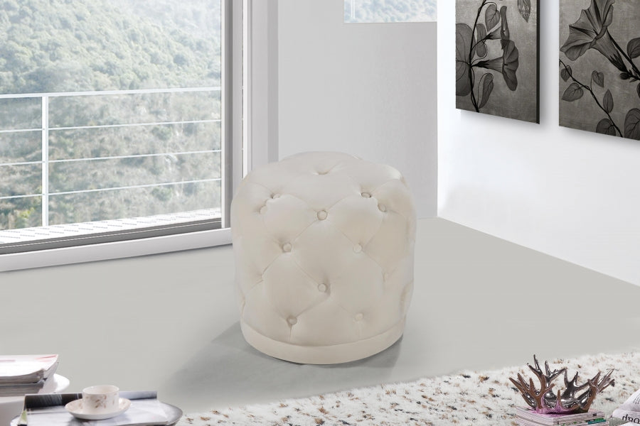 Harper Cream Velvet Ottoman | Stool from Meridian - Luna Furniture