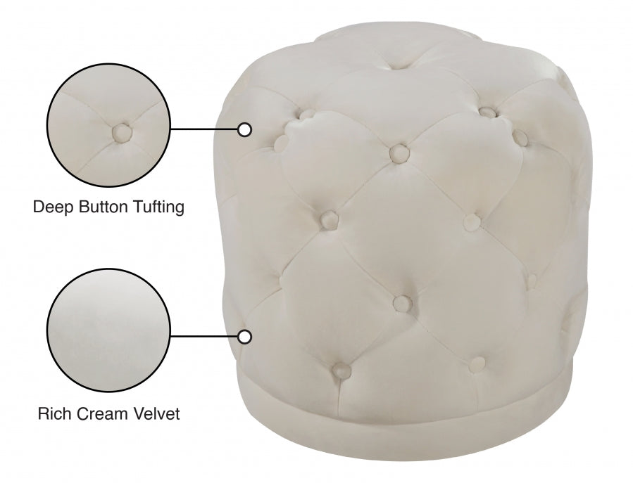 Harper Cream Velvet Ottoman | Stool from Meridian - Luna Furniture