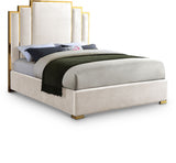 Hugo Cream Velvet Queen Bed from Meridian - Luna Furniture