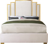 Hugo Cream Velvet Queen Bed from Meridian - Luna Furniture