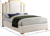 Hugo Cream Velvet Queen Bed from Meridian - Luna Furniture