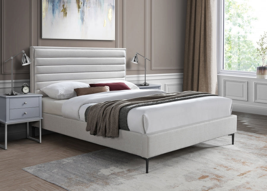 Hunter Cream Linen Textured Full Bed from Meridian - Luna Furniture