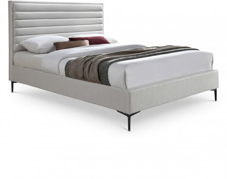 Hunter Cream Linen Textured King Bed from Meridian - Luna Furniture