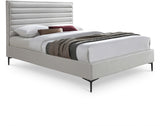 Hunter Cream Linen Textured Queen Bed from Meridian - Luna Furniture