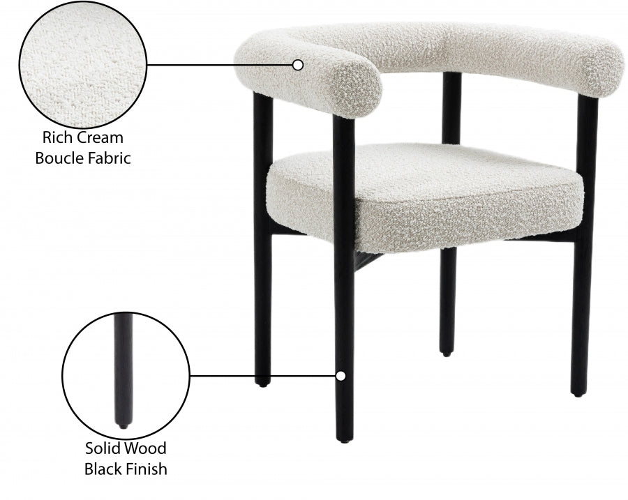 Hyatt Cream Boucle Fabric Dining Chair from Meridian - Luna Furniture