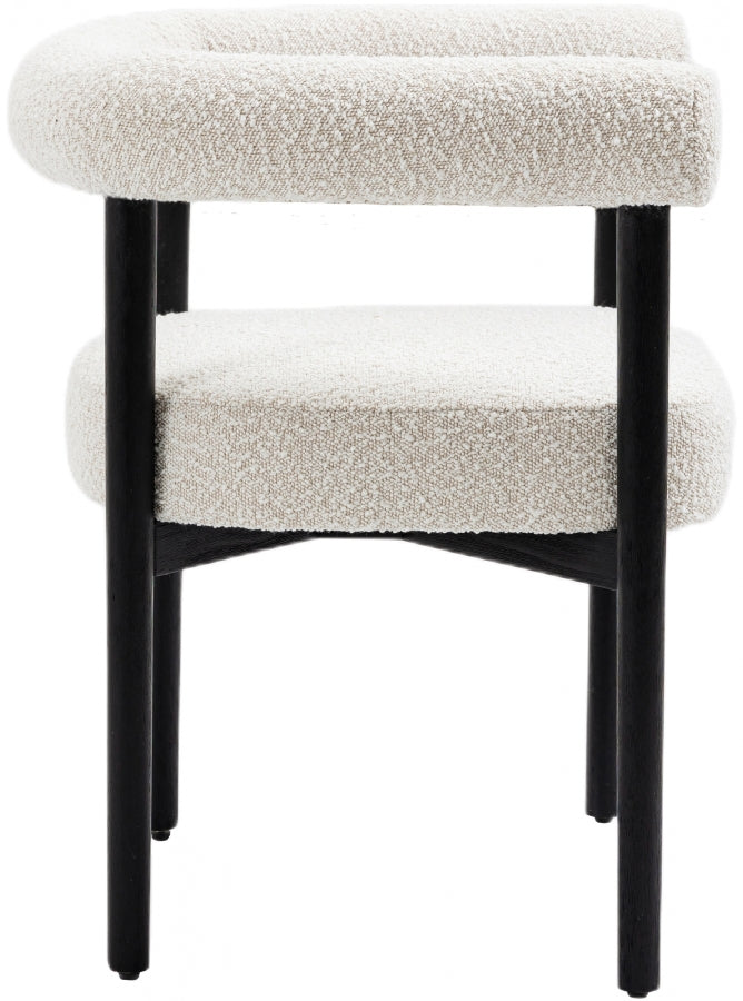 Hyatt Cream Boucle Fabric Dining Chair from Meridian - Luna Furniture