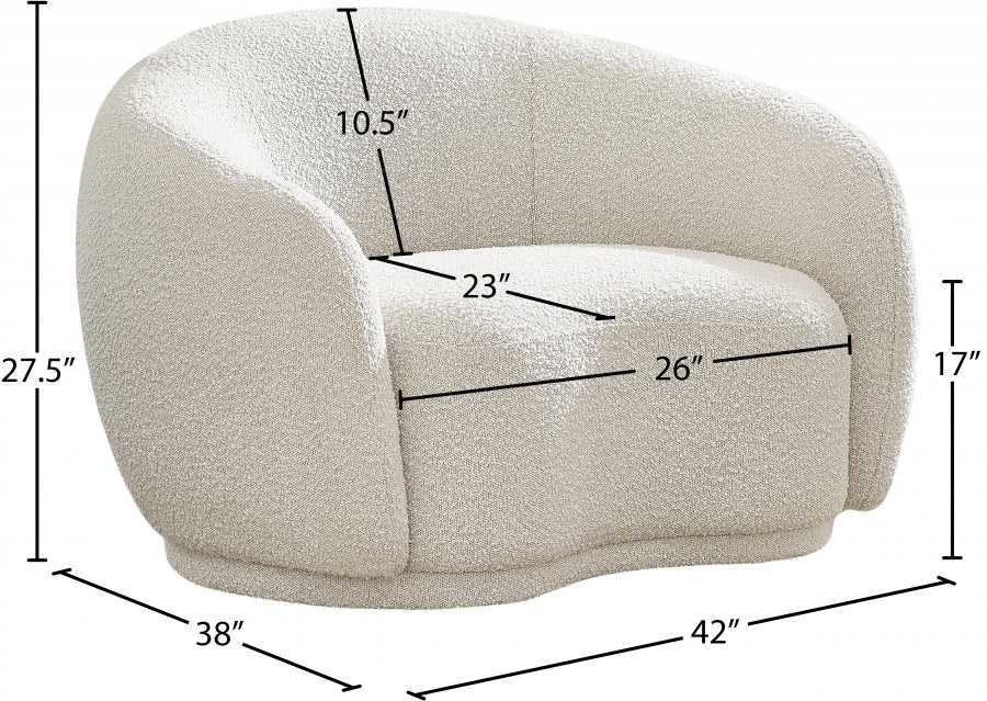 Hyde Cream Boucle Fabric Chair from Meridian - Luna Furniture