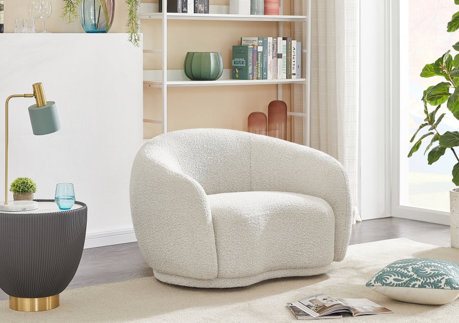 Hyde Cream Boucle Fabric Chair from Meridian - Luna Furniture