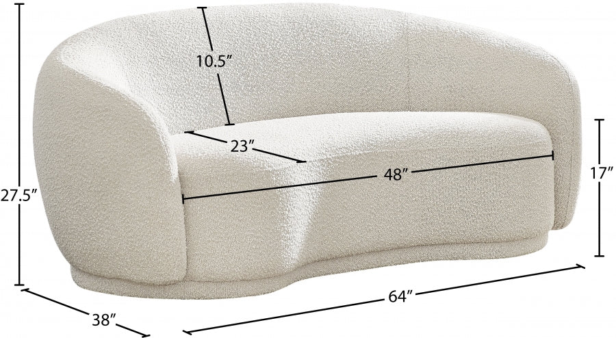 Hyde Cream Boucle Fabric Loveseat from Meridian - Luna Furniture