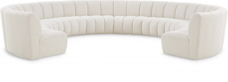 Infinity Cream Boucle Fabric 10-Piece Sectional from Meridian - Luna Furniture