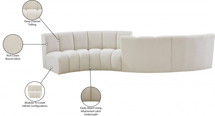 Infinity Cream Boucle Fabric 4-Piece Sectional from Meridian - Luna Furniture