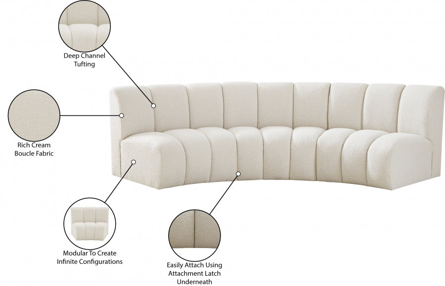 Infinity Cream Boucle Fabric Sofa from Meridian - Luna Furniture