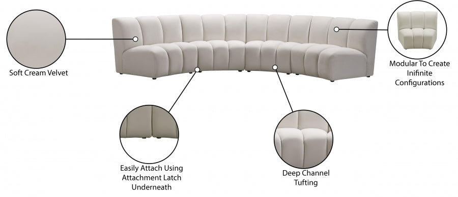 Infinity Cream Modular 4-Piece Sectional from Meridian - Luna Furniture