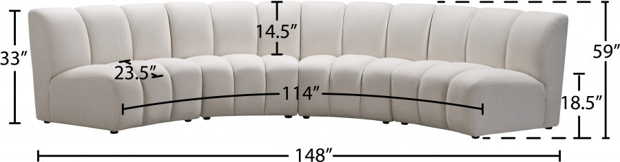 Infinity Cream Modular 4-Piece Sectional from Meridian - Luna Furniture