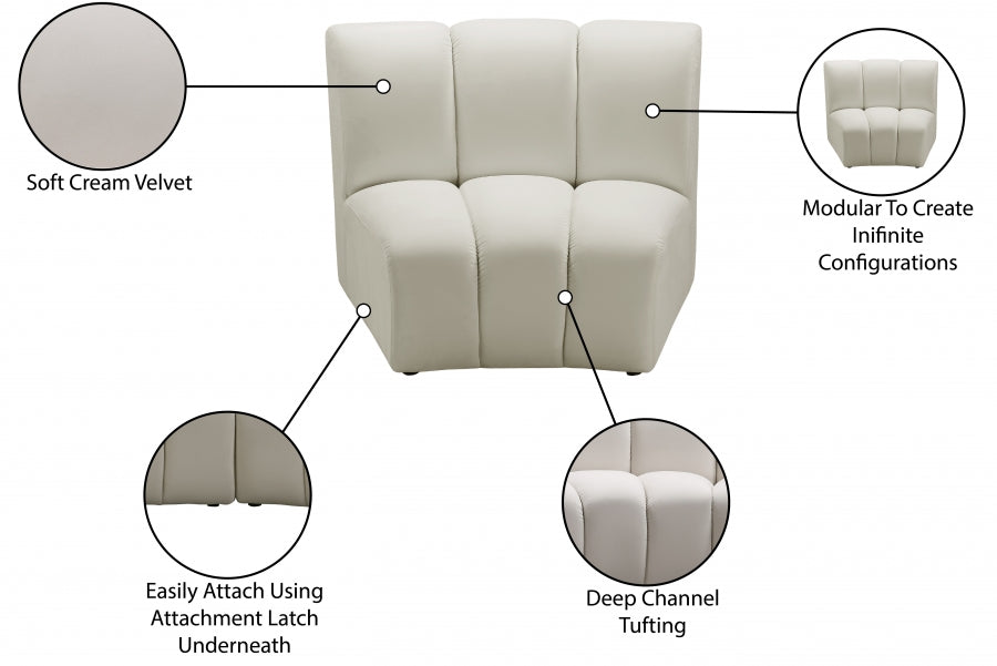 Infinity Cream Modular Chair from Meridian - Luna Furniture