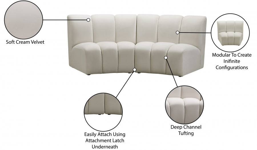 Infinity Cream Modular Loveseat from Meridian - Luna Furniture