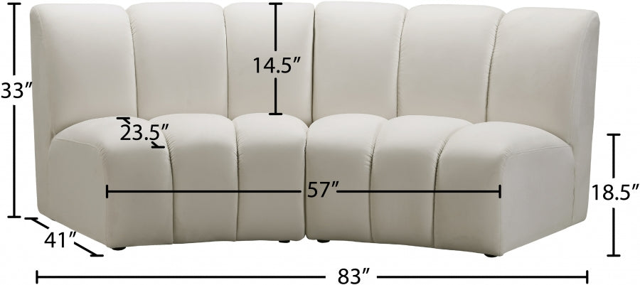 Infinity Cream Modular Loveseat from Meridian - Luna Furniture