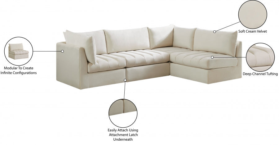 Jacob Cream Velvet Modular Sectional from Meridian - Luna Furniture