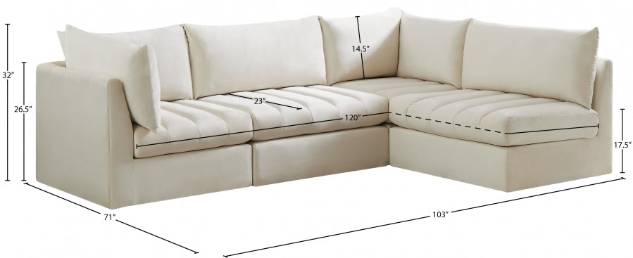 Jacob Cream Velvet Modular Sectional from Meridian - Luna Furniture