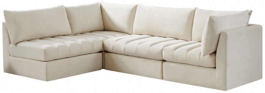 Jacob Cream Velvet Modular Sectional from Meridian - Luna Furniture