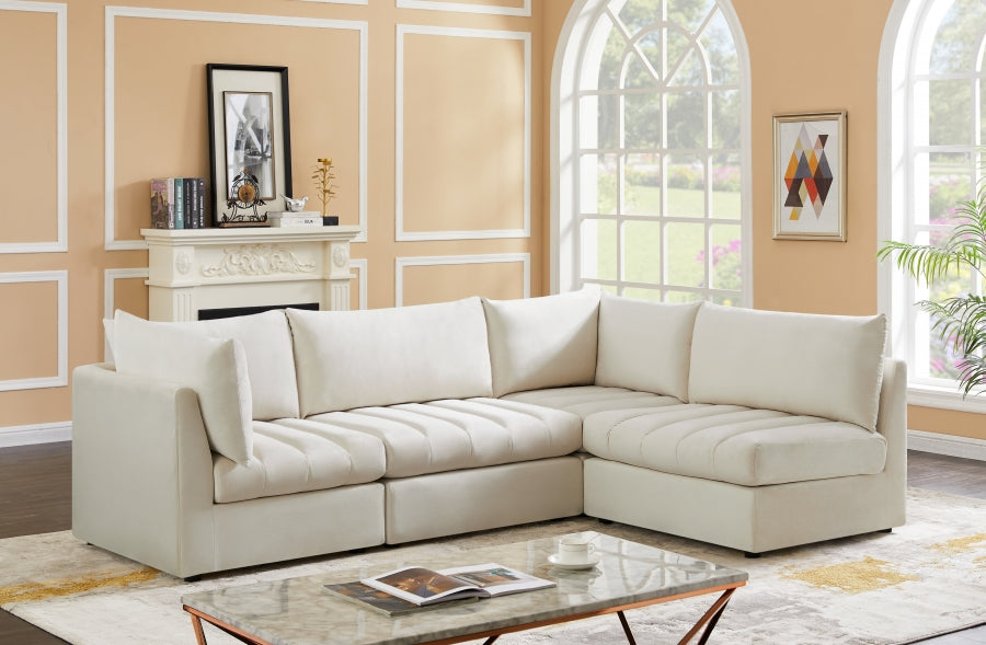 Jacob Cream Velvet Modular Sectional from Meridian - Luna Furniture