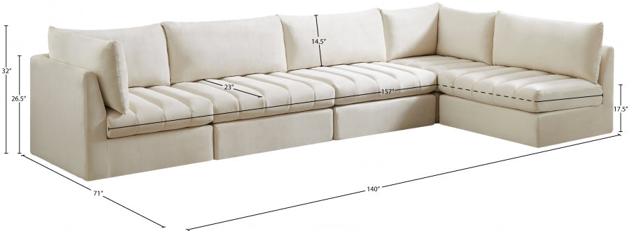 Jacob Cream Velvet Modular Sectional from Meridian - Luna Furniture