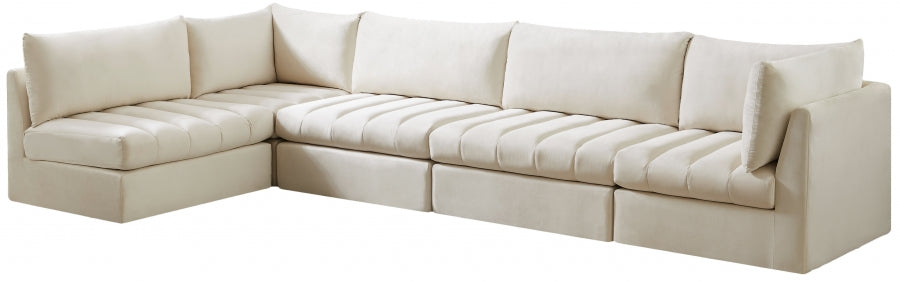 Jacob Cream Velvet Modular Sectional from Meridian - Luna Furniture