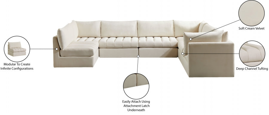 Jacob Cream Velvet Modular Sectional from Meridian - Luna Furniture