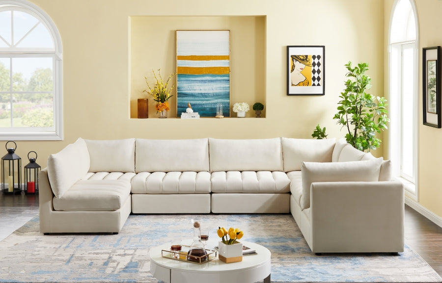 Jacob Cream Velvet Modular Sectional from Meridian - Luna Furniture