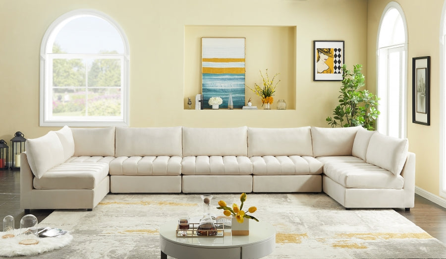 Jacob Cream Velvet Modular Sectional from Meridian - Luna Furniture