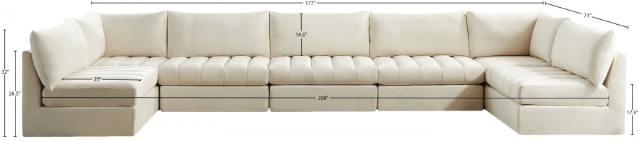 Jacob Cream Velvet Modular Sectional from Meridian - Luna Furniture