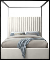 Jax Cream Velvet King Bed from Meridian - Luna Furniture