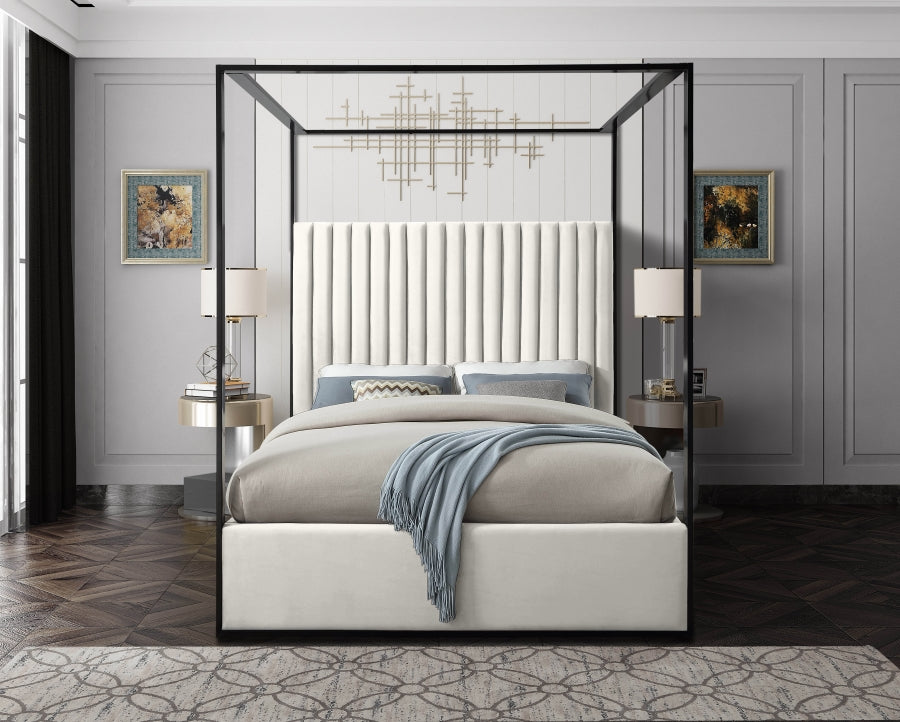 Jax Cream Velvet King Bed from Meridian - Luna Furniture