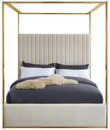 Jones Cream Velvet Queen Bed from Meridian - Luna Furniture