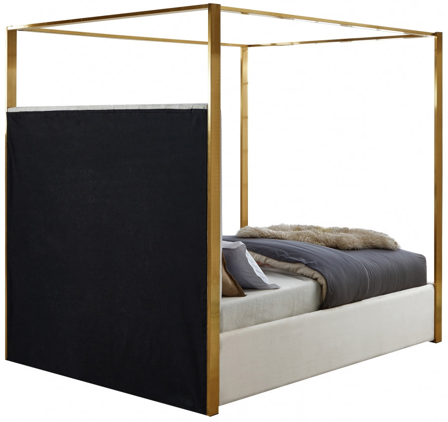 Jones Cream Velvet Queen Bed from Meridian - Luna Furniture